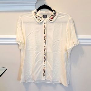 Studio Ghibli Kiki's Delivery Service embroidered button up size L NWOT